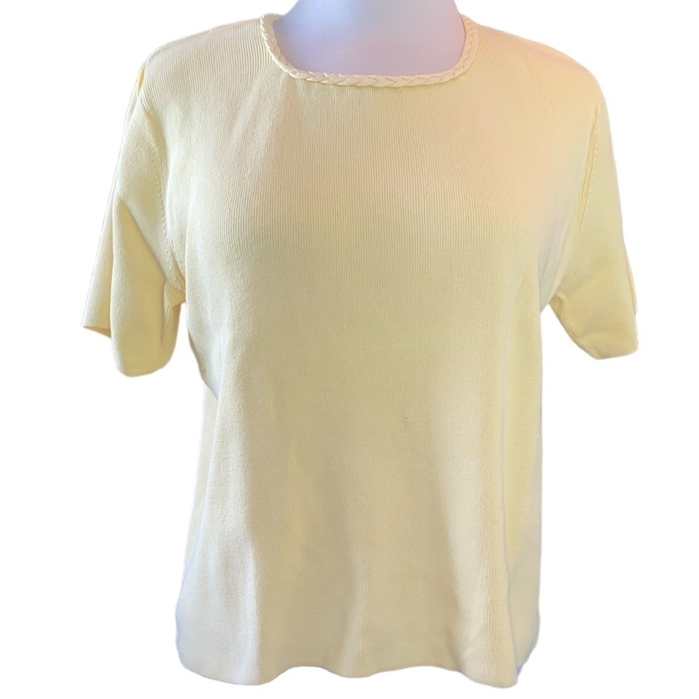 Sag Harbor Petites sweater short sleeve round neckw/braid embellishment Sz XLP